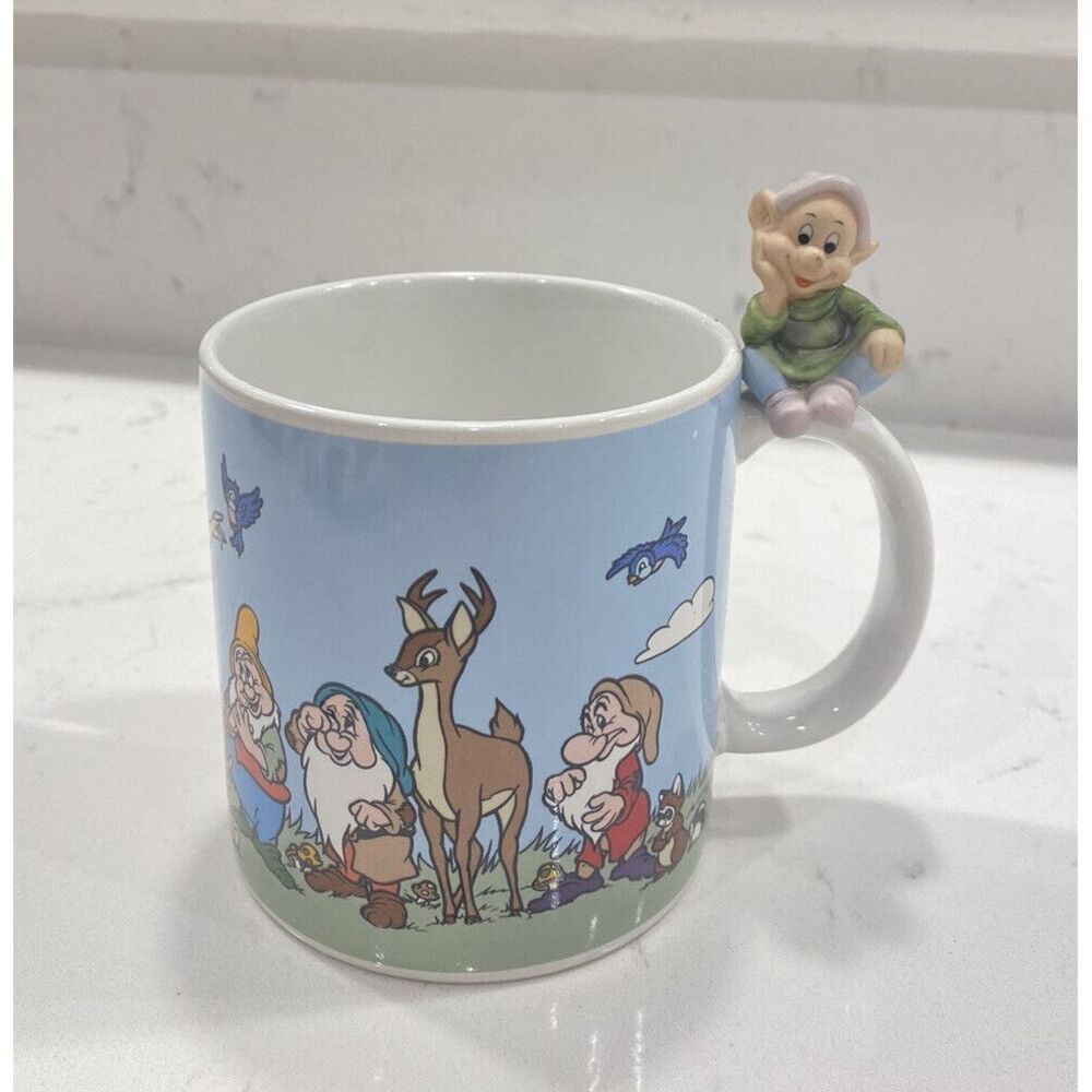 Disney Mugimals Snow White & Seven Dwarfs Dopey 3D Coffee Mug Cup Japan‎ Rare